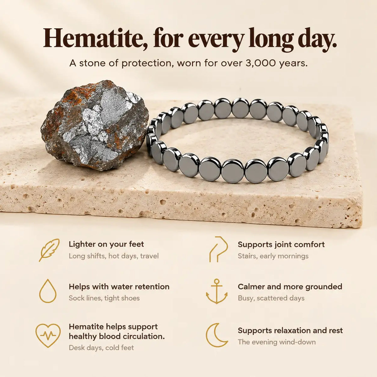 Haima Hematite Anklet | Your Natural Solution for Heavy, Tired Legs - image 2